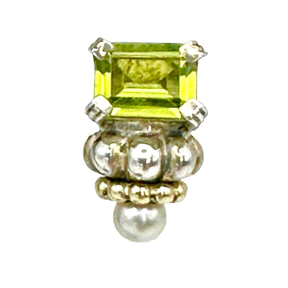 Lagos Caviar Two Tone Peridot Pearl Earrings